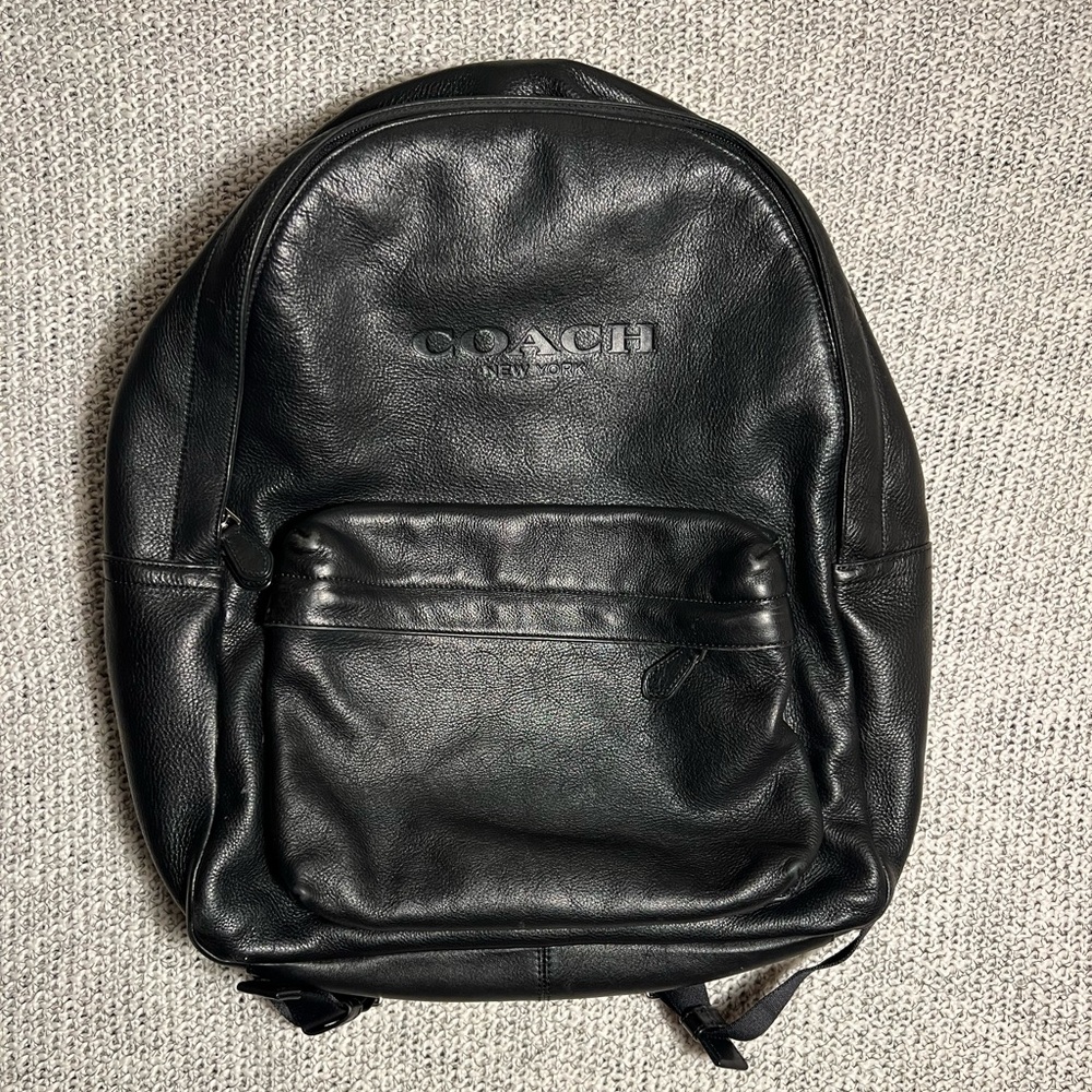 Coach Black Pebble Leather Backpack